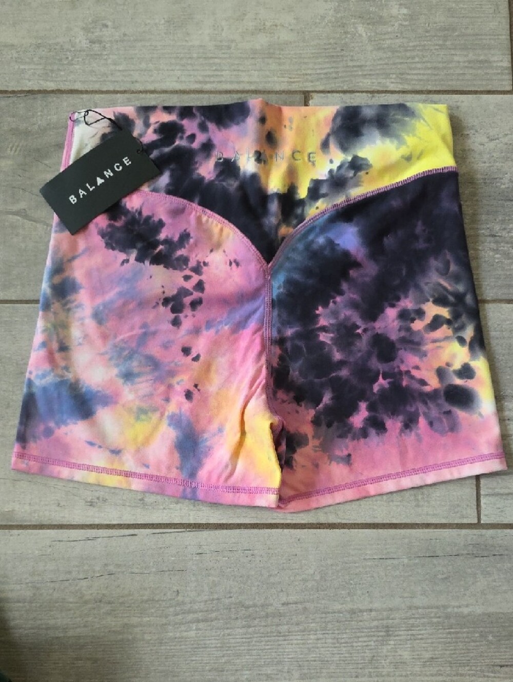 Balance Athletica Tie-Dye Pink Purple Yellow Athletic Shorts - Picture 2 of 11
